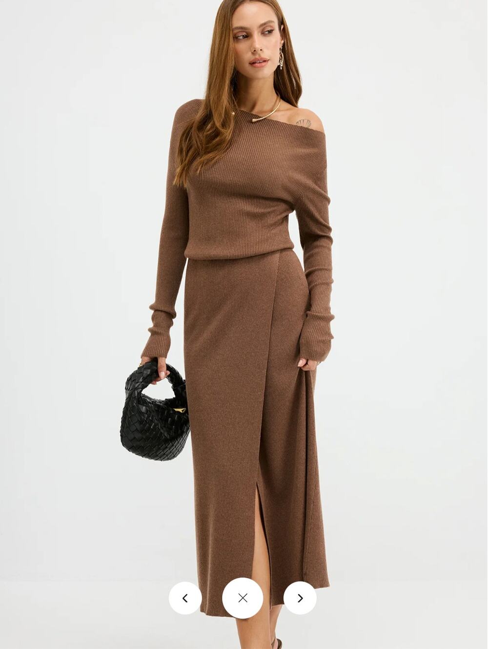 NWT Commense Off-Shoulder Ribbed Wool Blend Maxi Dress Sz XL